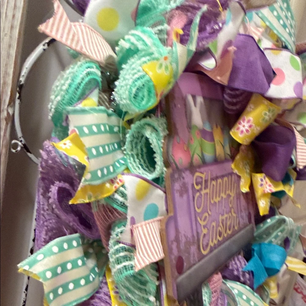 Easter Polka Dot Ribbon Wreath